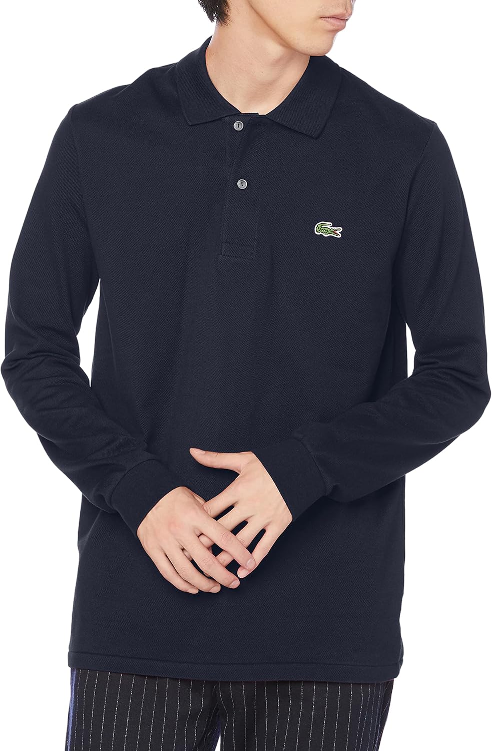 

Мужская поло-рубашка с длинным рукавом Lacoste L1312DL оригинального кроя, темно-синий