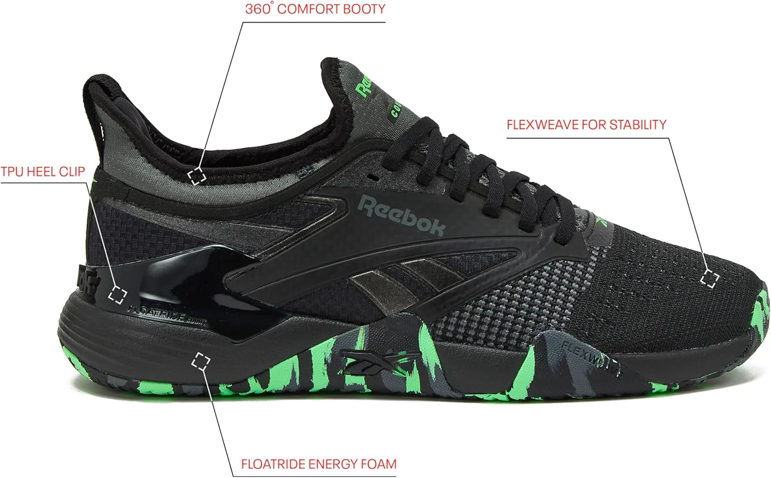 Мужские спортивные кроссовки Reebok Nano Court для пикубола, черный/серый — фото 2