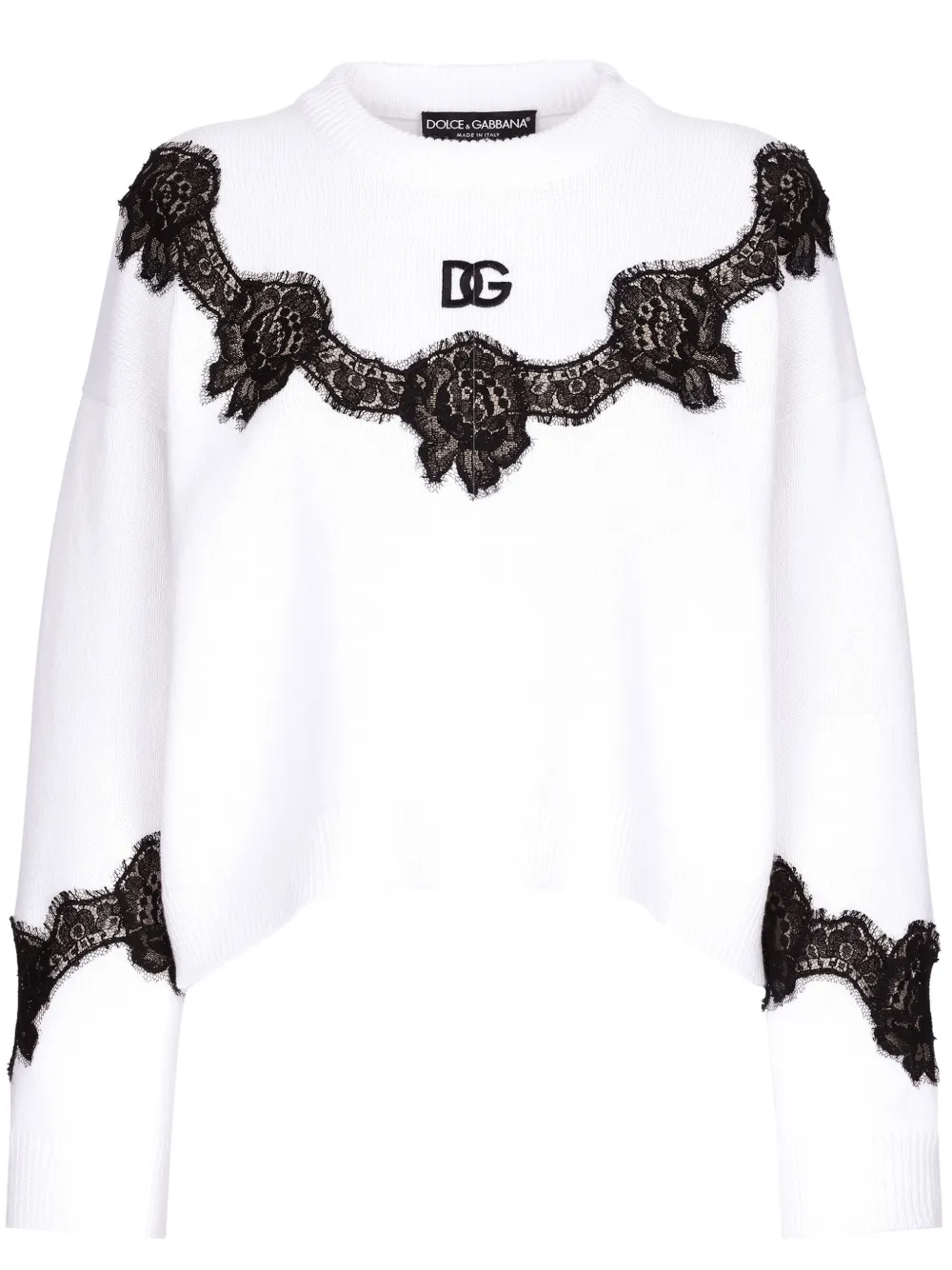 

Джемпер с кружевной вставкой DOLCE & GABBANA, белый