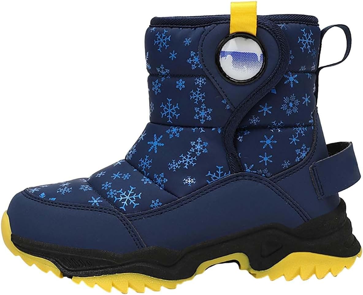 

Теплые зимние ботинки на искусственном меху для девочек и мальчиков, удобные и толстые для холодной погоды, уличные, водонепроницаемые, с нескользящей подошвой Generic, Blue