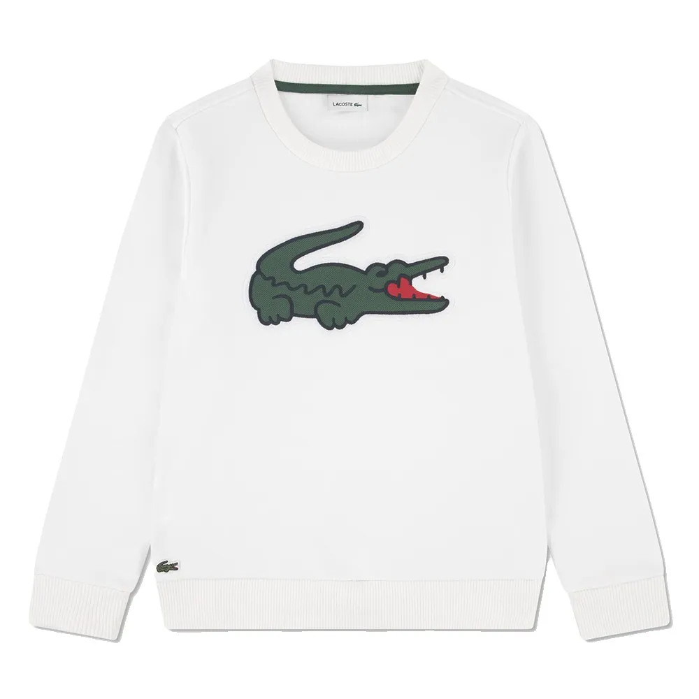 Детская флисовая толстовка Lacoste с аппликацией из пике Lacoste kids, белый — фото 3