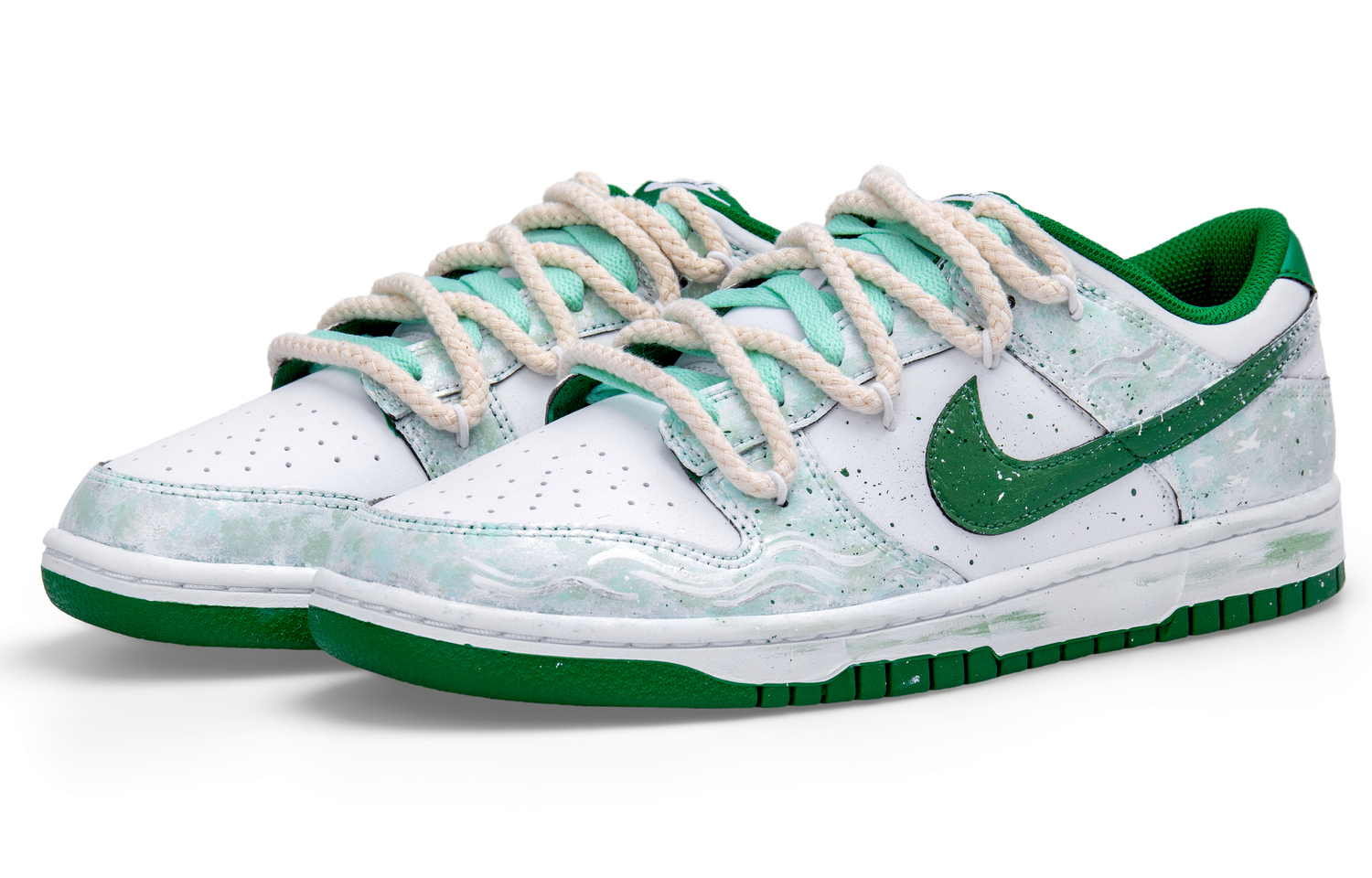 Nike Dunk Low топ Skateboard Shoes мужские бело-зеленые — фото 4