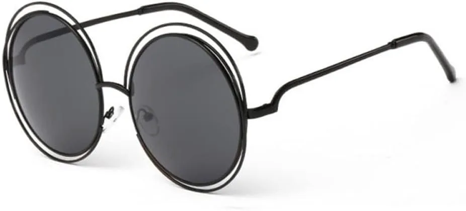 

Винтажные большие круглые солнцезащитные очки для женщин, оправа из сплава с полым профилем, обеспечивающая защиту от ультрафиолета UV400 generic, Black Black