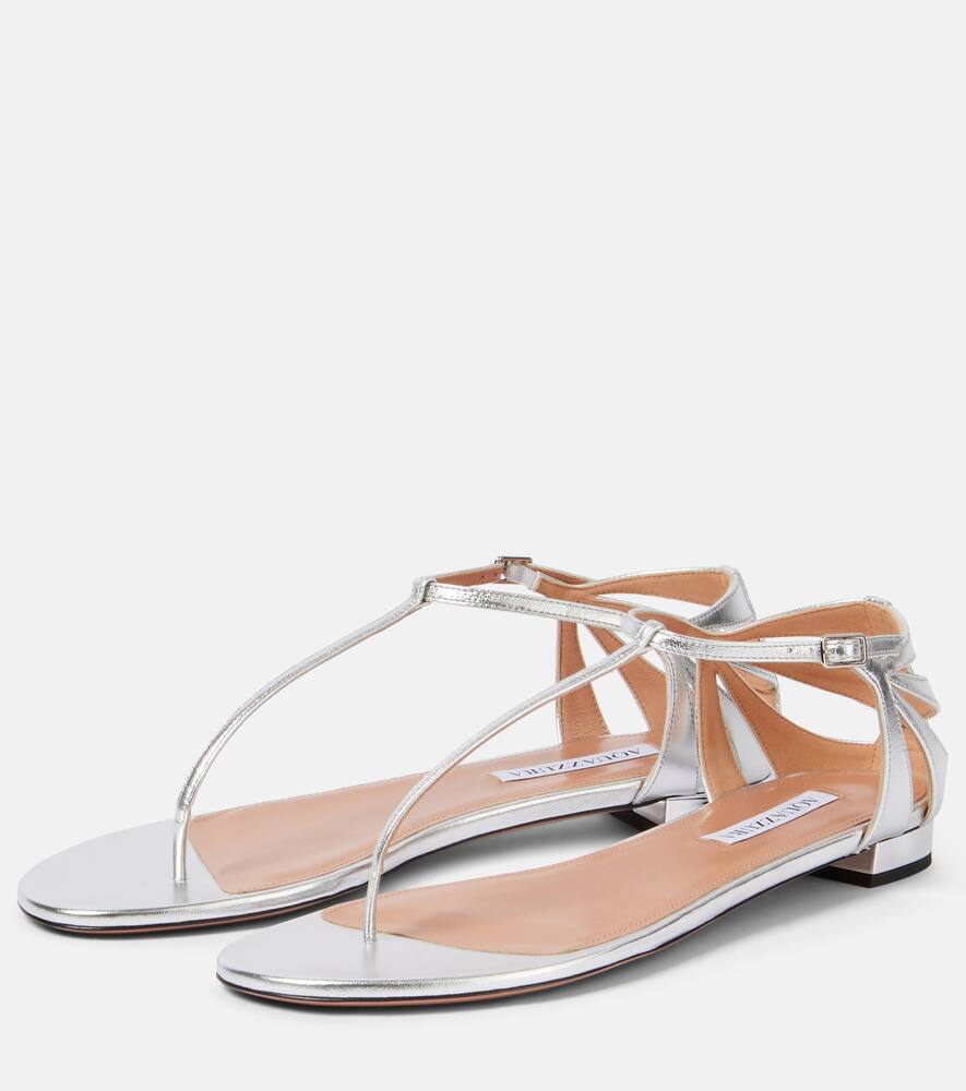 Песочники Frida из металлизированной кожи Aquazzura, Silver — фото 4