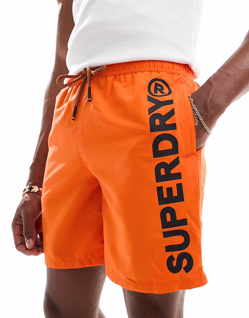 Плавки-шорты Superdry Sport с графическим принтом длиной 17 дюймов в оранжевом цвете Denver — фото 3