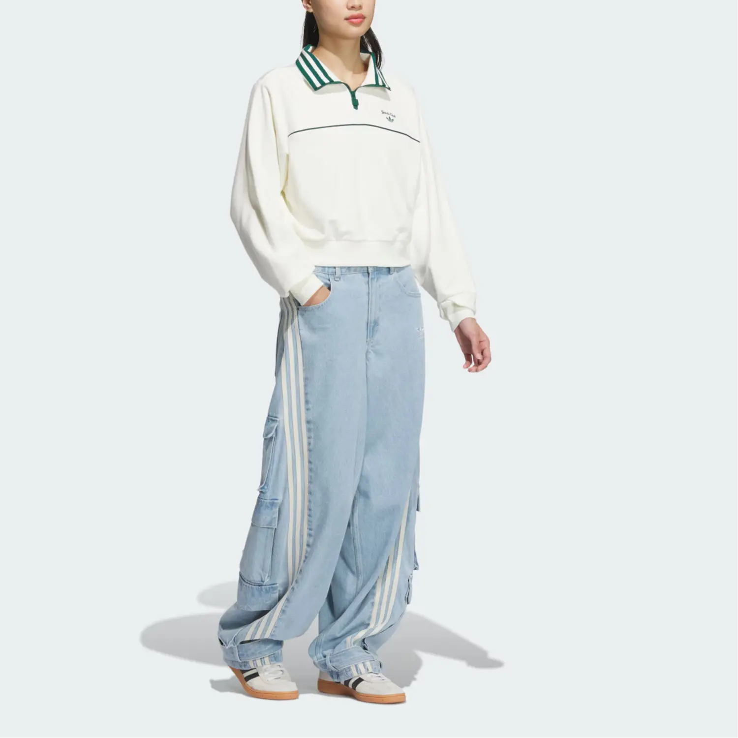 Adidas Originals Ретро спортивная клубная толстовка Women's Jade White — фото 3