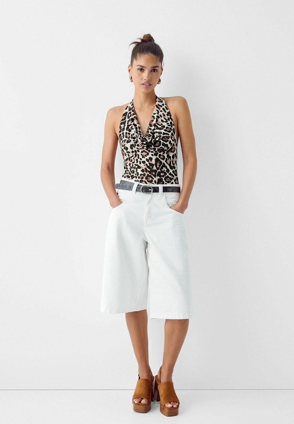 

Топ Draped Halter Bershka, мультиколор