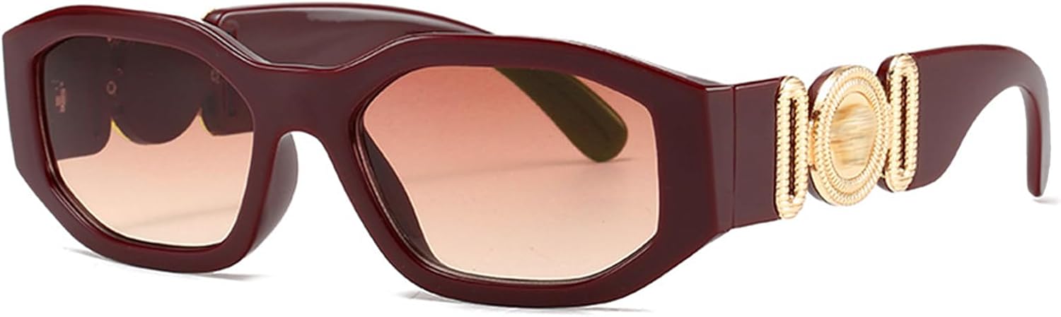 

Солнцезащитные очки в стиле ретро прямоугольной формы для женщин и мужчин, модные солнцезащитные очки с толстой квадратной оправой, винтажные черные очки в стиле 90-х YouthMall, Dark Red/Brown Gradient