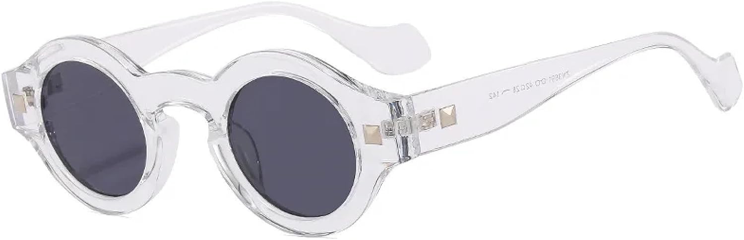 

Винтажные маленькие круглые солнцезащитные очки для женщин и мужчин, модные женские солнцезащитные очки класса люкс с защитой от УФ-излучения UV400 TKKTLLT, Transparency