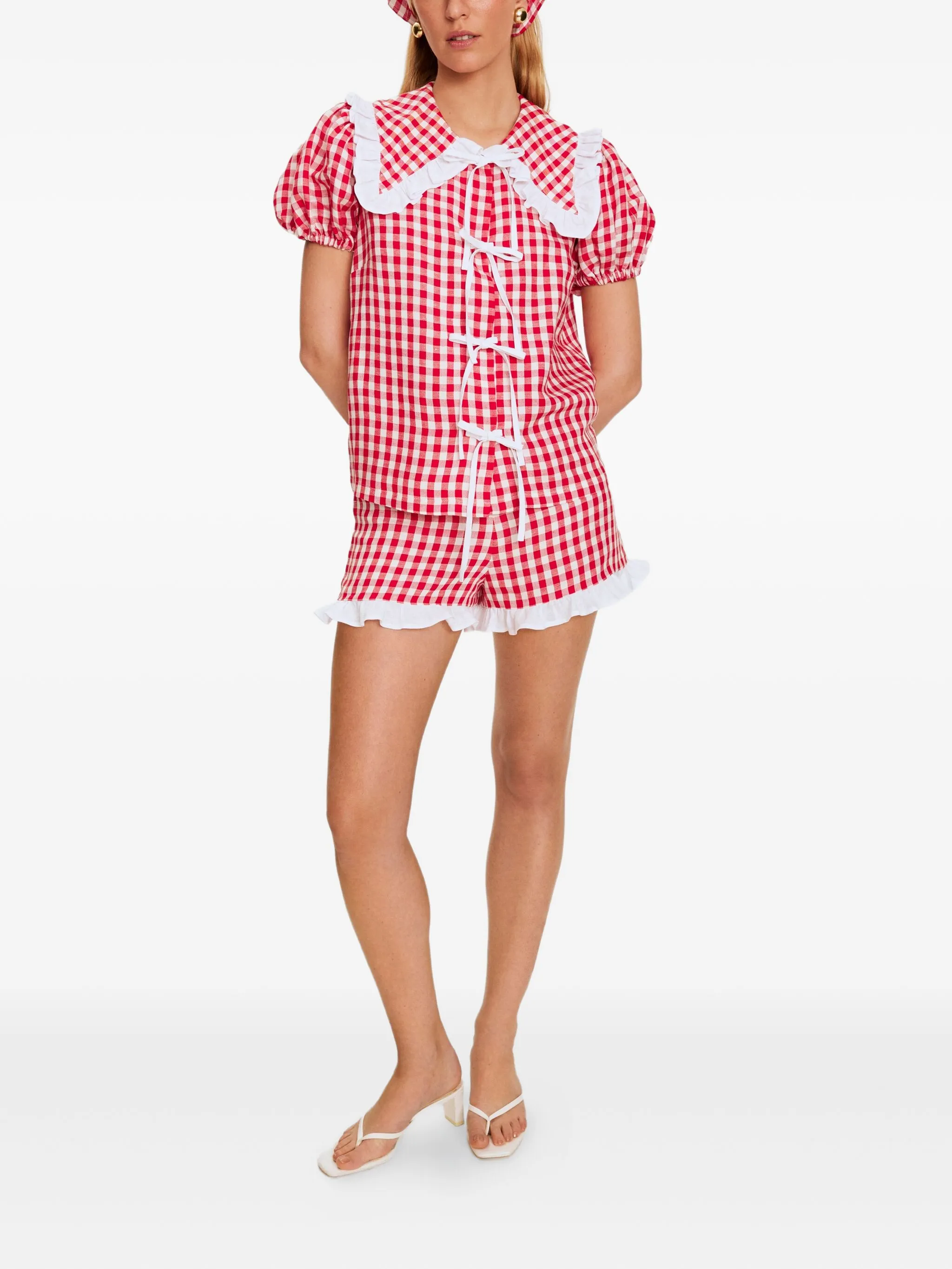 

Шорты в клетку гингем Sleeper, красный