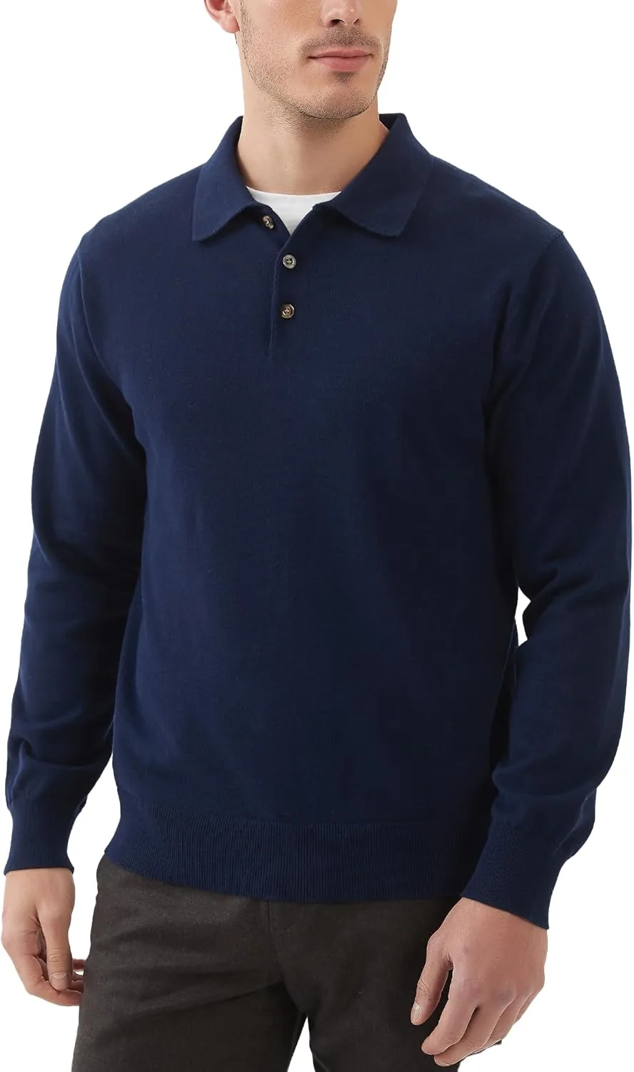 

Мужской хлопковый поло свитер с длинными рукавами Kallspin