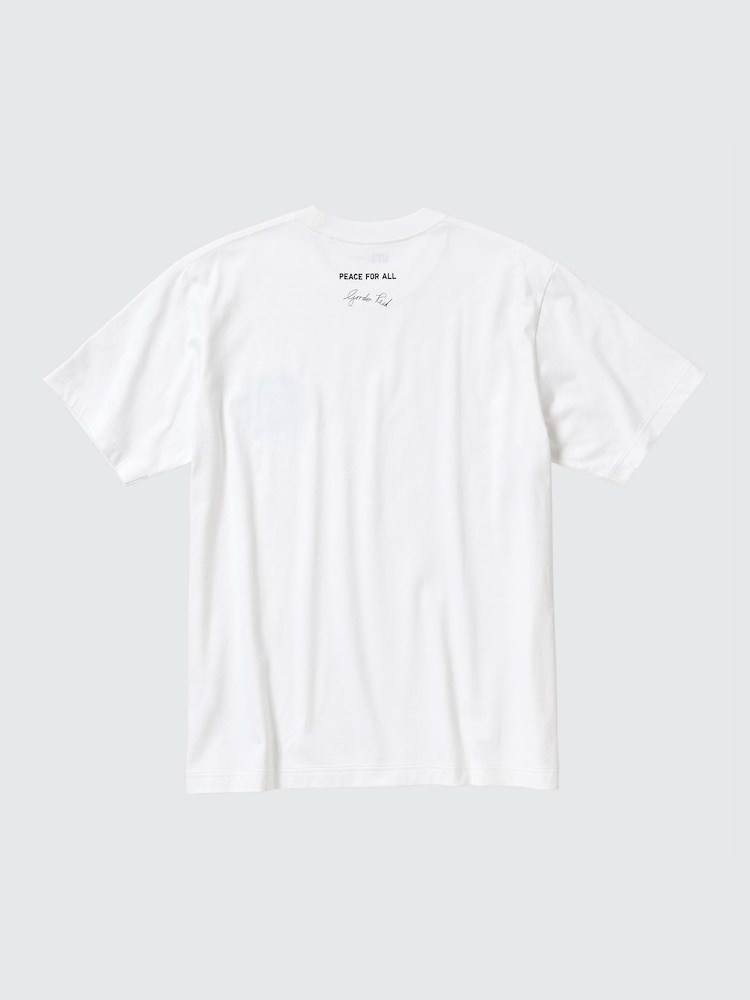 Футболка с графическим принтом «Мир всем»  Uniqlo, цвет 00 белый — фото 3