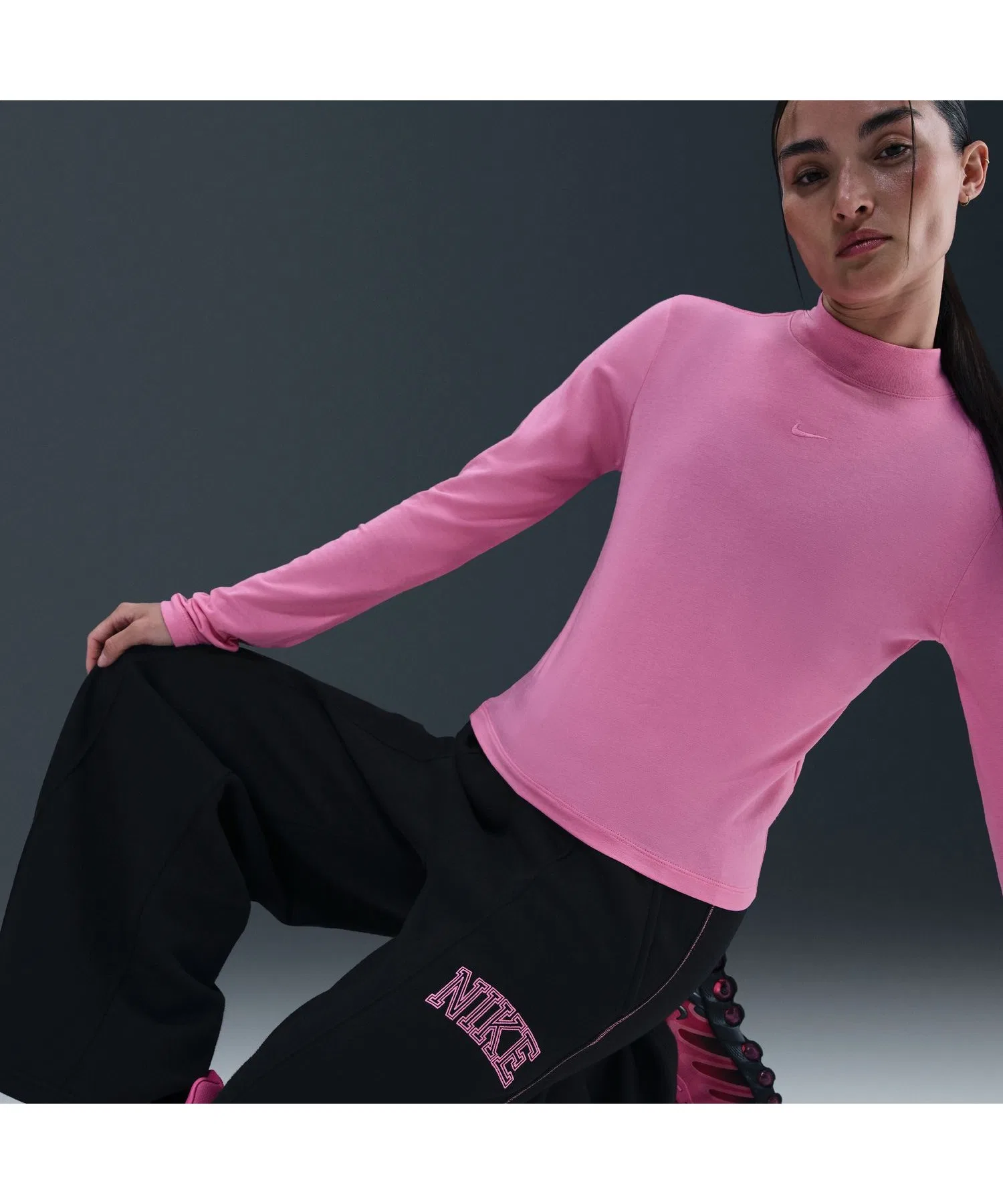Женские флисовые брюки NIKE NSW PHNX с логотипом бордовые — фото 4
