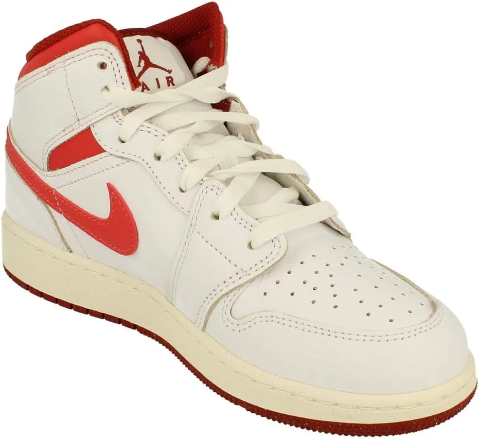 Кроссовки Nike Air Jordan 1 Mid Se, White/Lobster/Dune Red/Sail/White — фото 4