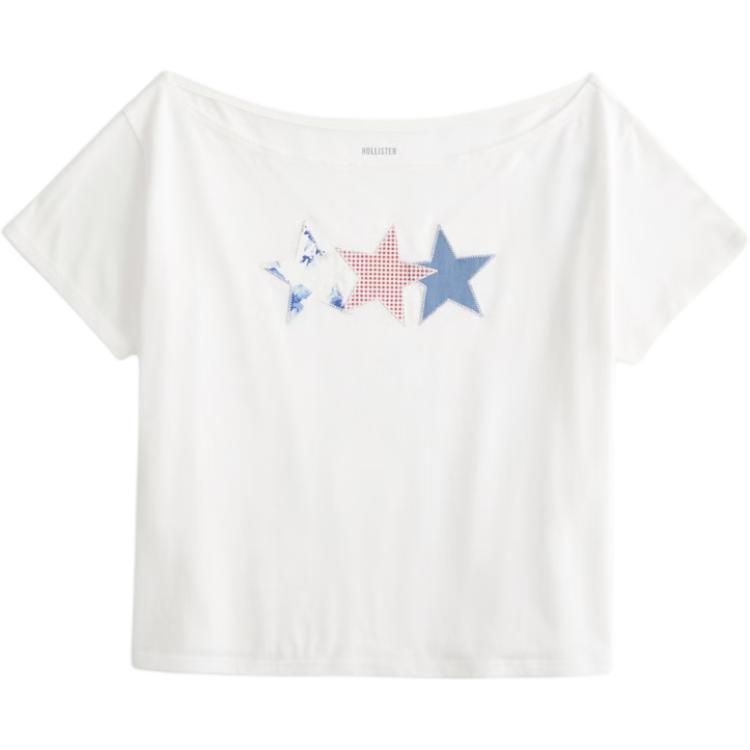 

Hollister Футболка женская облачная белая Cloud White, Белый, Hollister Футболка женская облачная белая Cloud White