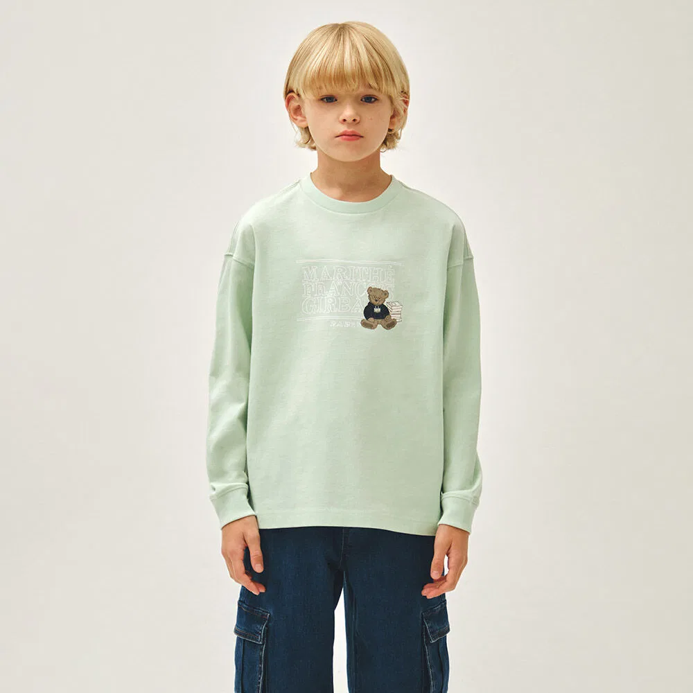 Детская мятная футболка с длинным рукавом Doodle Classic Logo от Marithé Kids