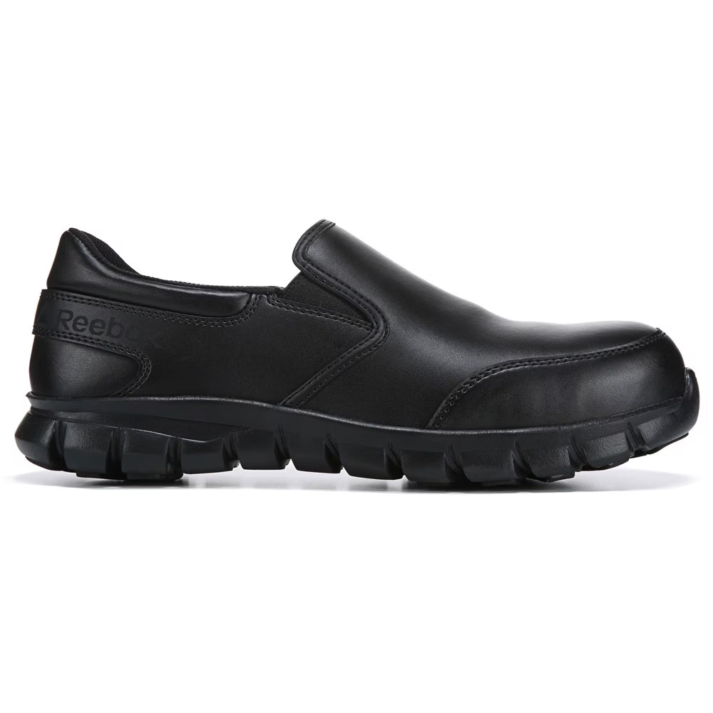 Рабочие туфли без шнурков с композитным носком Sublite Cushion от Reebok Work, black leather — фото 2