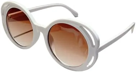 

Винтажные круглые солнцезащитные очки с градиентным переходом цвета и полой оправой для женщин, стильные очки для активного отдыха MTZJH, White-gradient Brown