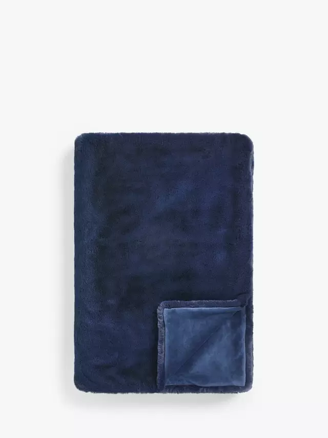 

Плед John Lewis Faux Fur, темно-синий