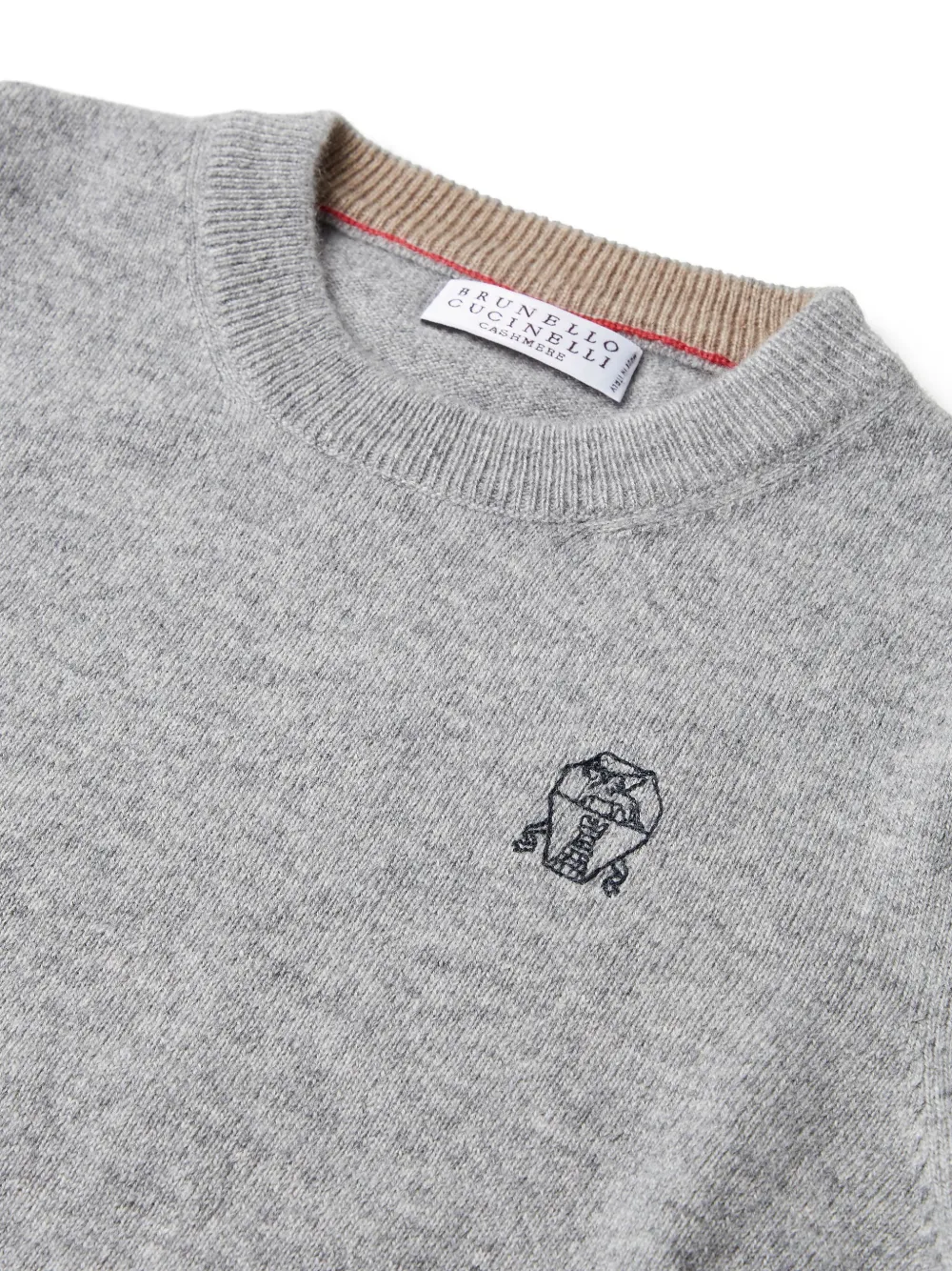 Кашемировая толстовка с вышитым логотипом Brunello Cucinelli Kids, серый — фото 3