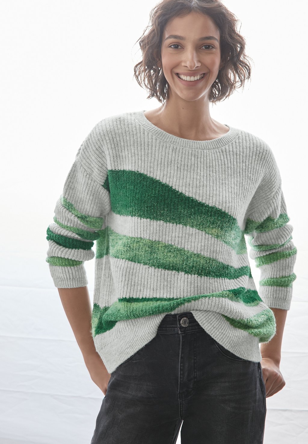 

Джемпер MIT INTARSIENMUSTER Street One, светло-серый