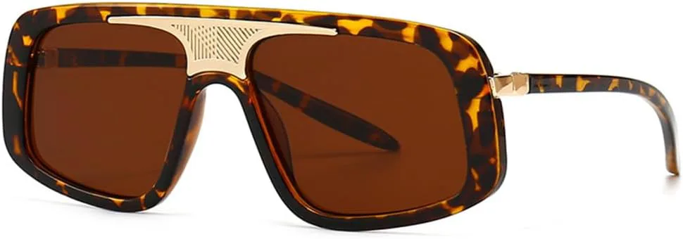 

Солнцезащитные очки в полосатой оправе для женщин и мужчин, большие солнцезащитные очки в винтажном стиле, защита от ультрафиолета UV400 LANGSER, Leopard