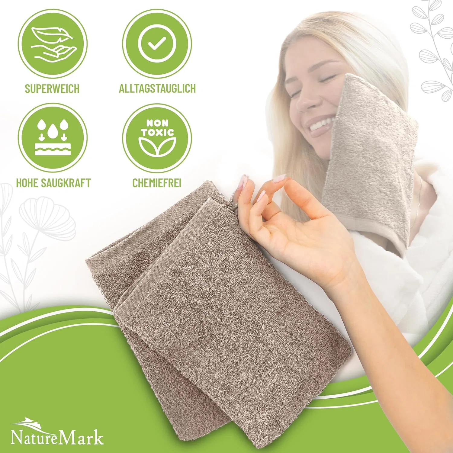 Набор из 10 махровых мочалок NatureMark Naturemark, Sand/Beige — фото 2