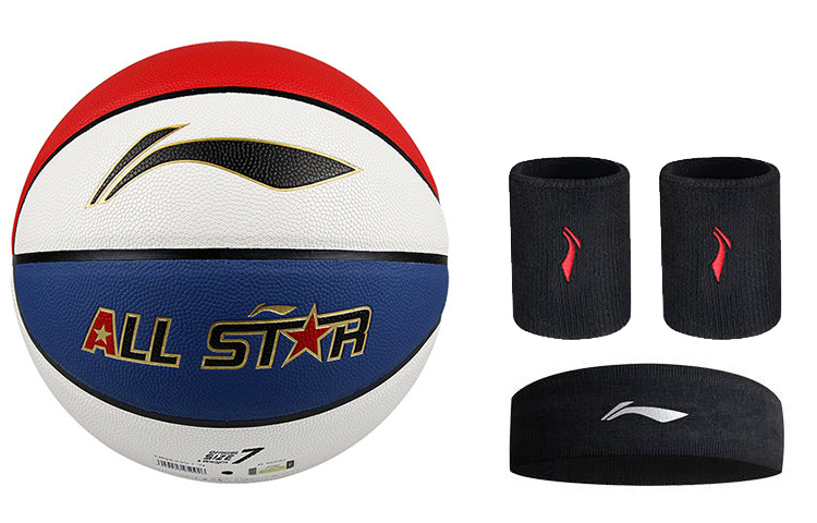 

LINING Баскетбольный мяч CBA All Star PU красный белый синий размер 7 тренировочный