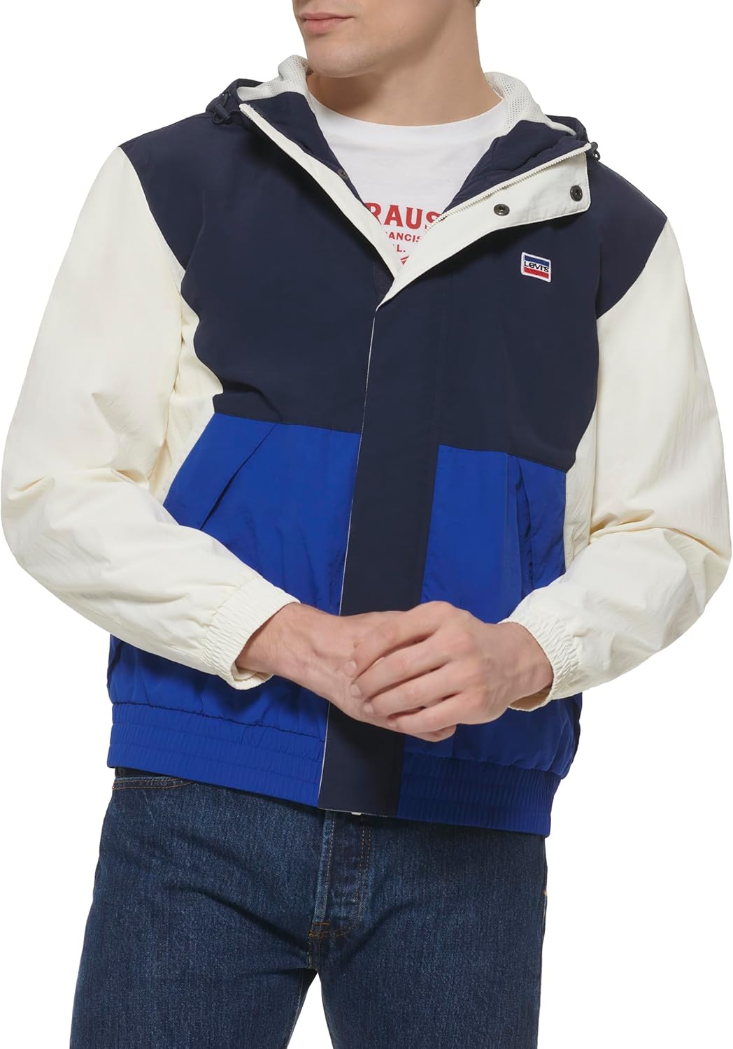Levi's mens Мужская ретро-ветровка Levi's в цветных блоках, Royal Blue Color Block