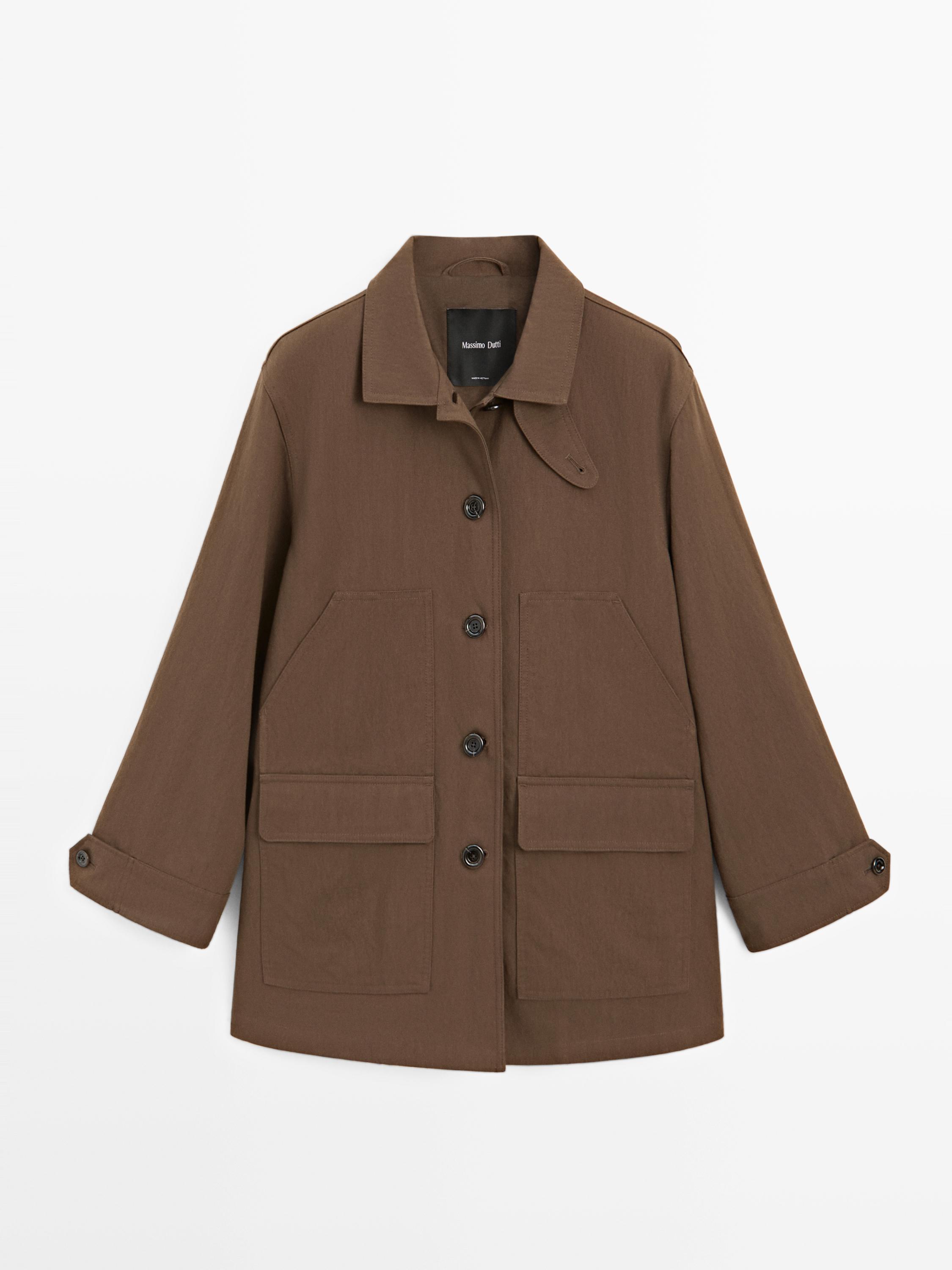 Куртка из хлопковой смеси с карманами Massimo Dutti, brown — фото 2