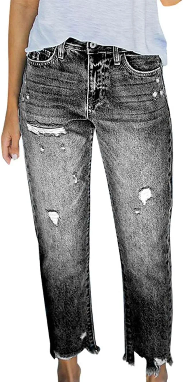 

Женские джинсы loose fit с прямыми штанинами, high waist, stretch denim