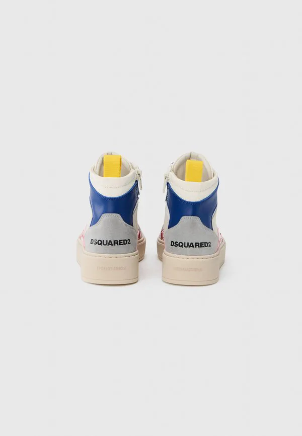 Унисекс высокие кроссовки Dsquared2, Off White/Grey/Cobalt/Yellow — фото 3