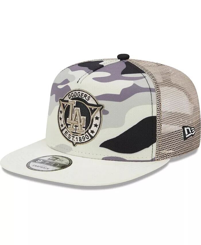 

Мужская белая кепка Los Angeles Dodgers Chrome Camo A-Frame 9FIFTY Trucker Snapback Hat New Era