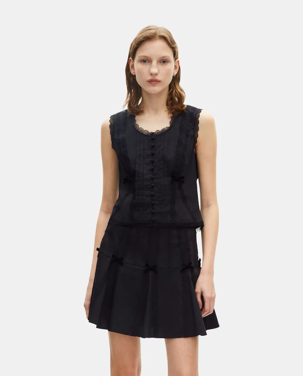 

Женский топ без рукавов с кружевными деталями The Kooples, черный