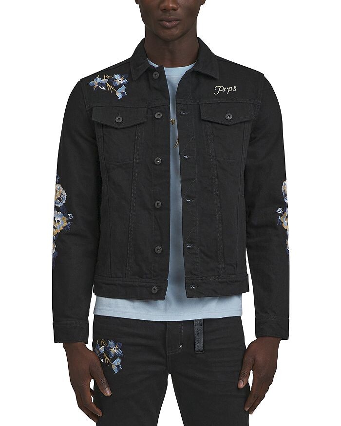 

Джинсовая куртка PRPS с цветочным узором пиона, черный