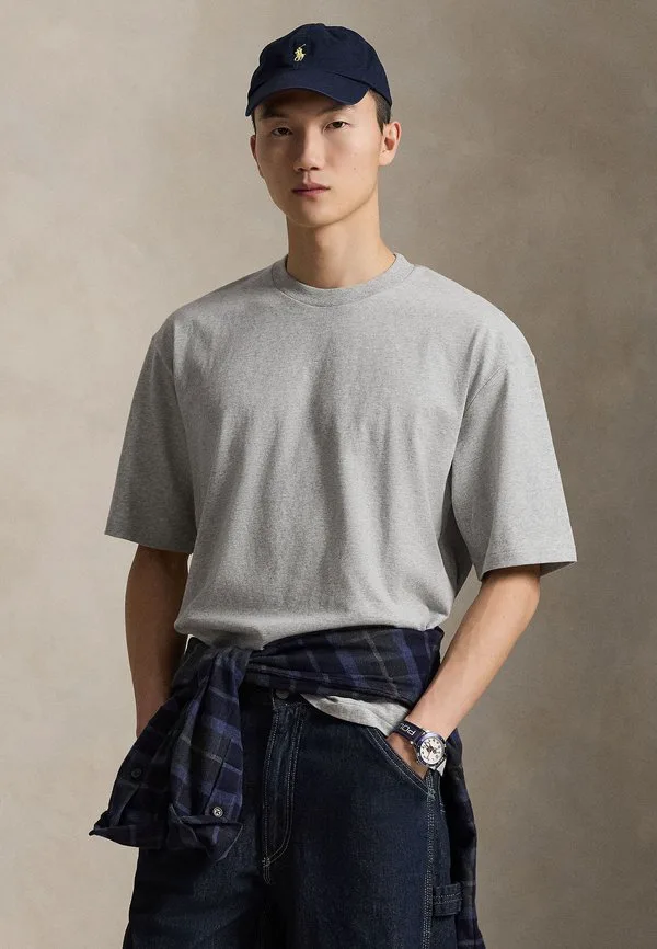 Футболка свободного кроя из замшевого трикотажа, базовая футболка Polo Ralph Lauren, Andover Heather