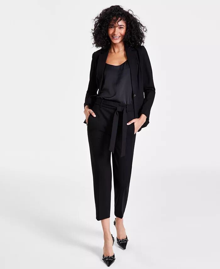 

Женский пиджак на одной пуговице с воротником-стойкой, камзол с овальным вырезом и капри с завязками спереди Bar III, белый