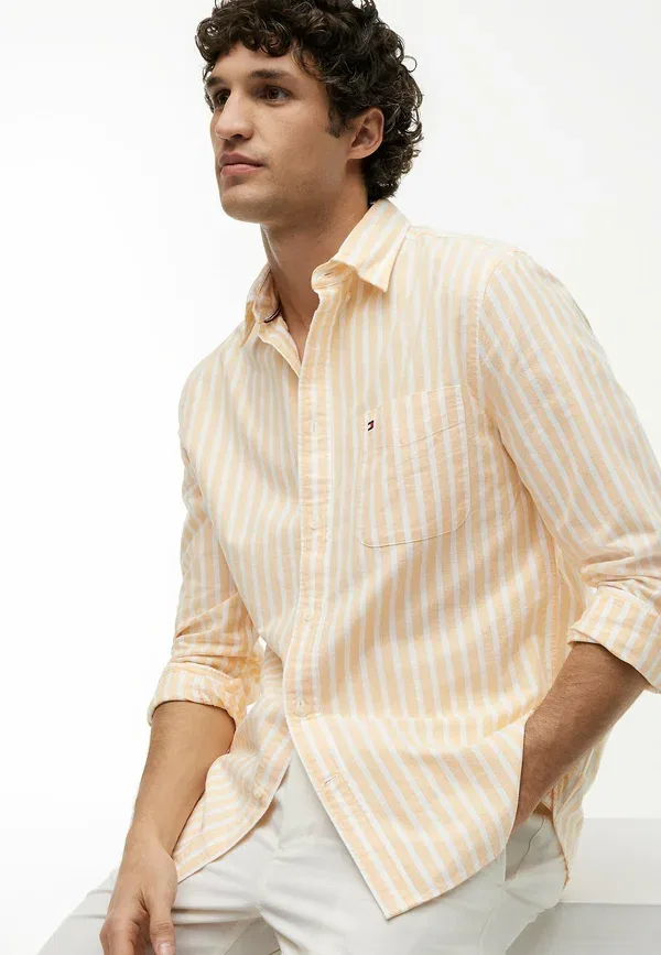 Рубашка Tommy Hilfiger Heritage Oxford Seasonal STP Seasonal Pattern, оранжевая полоска — фото 4