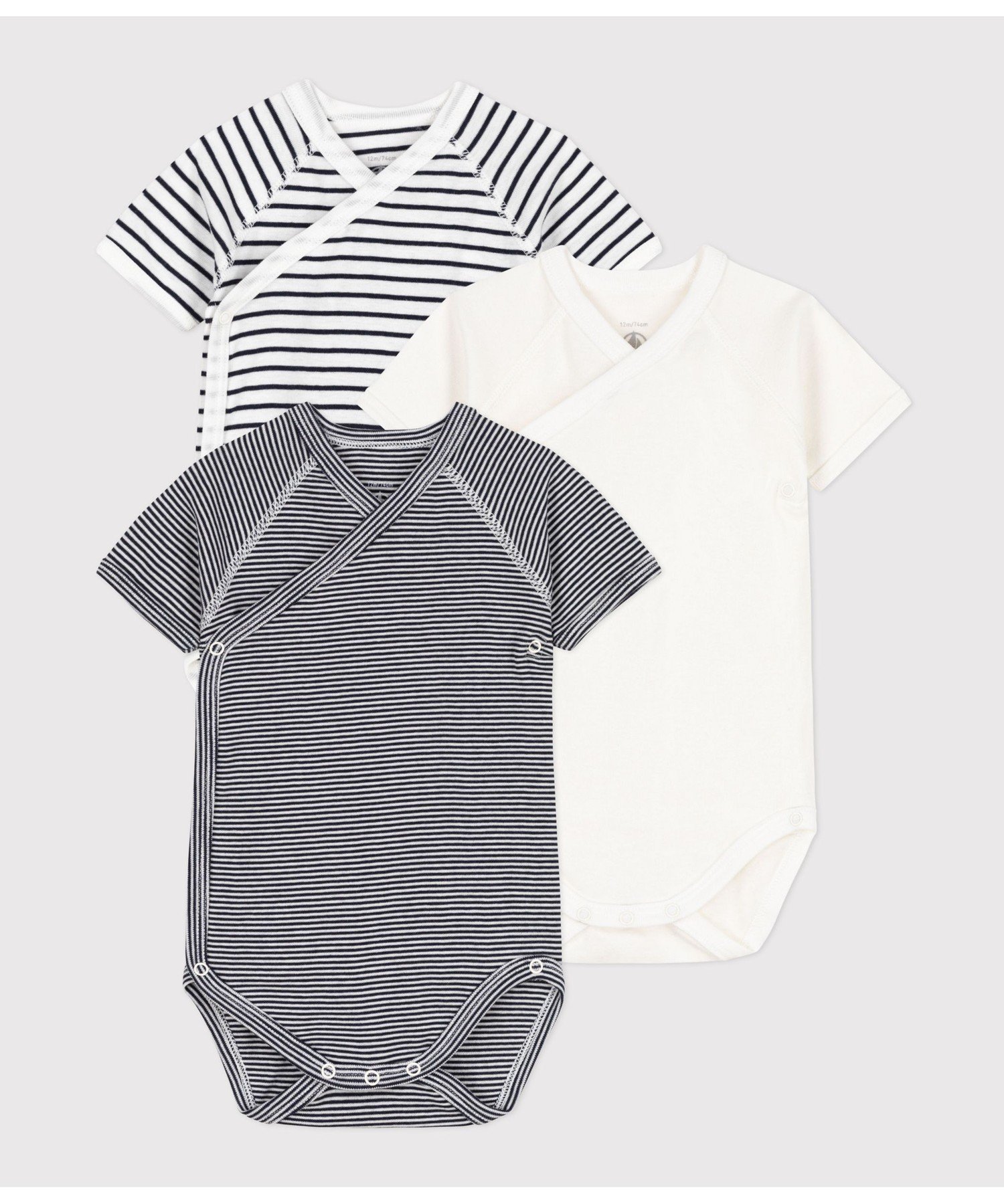 Комплект из трех предметов: боди с коротким рукавом и принтом «Мариньер» PETIT BATEAU, Color 1