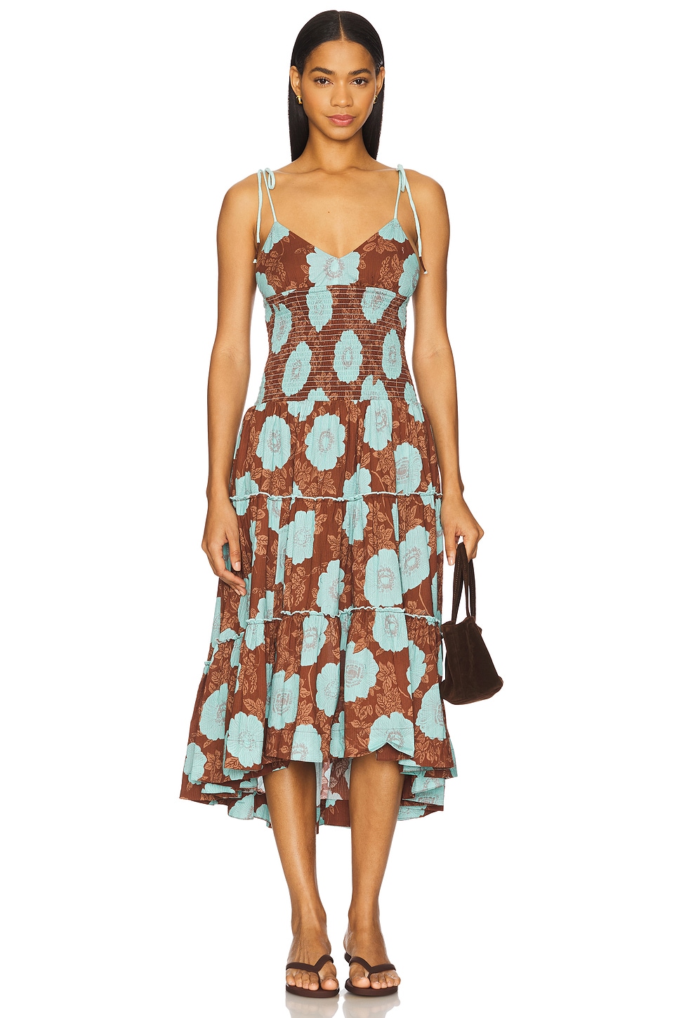 

Платье миди Adriel Free People, nutmeg combo