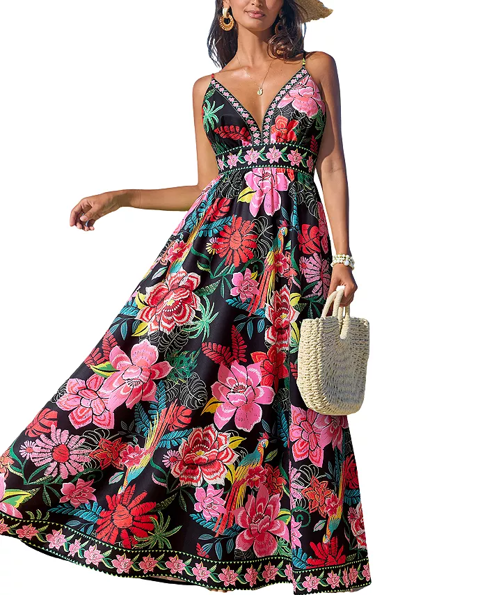 

Женское яркое пляжное платье Oasis Tropical Maxi Cupshe, черный