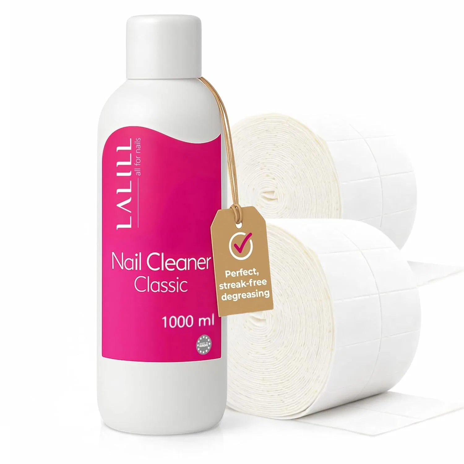 Набор Lalill Nail Cleaner 1000 мл: обезжириватель для ногтей с ватными дисками Lalill