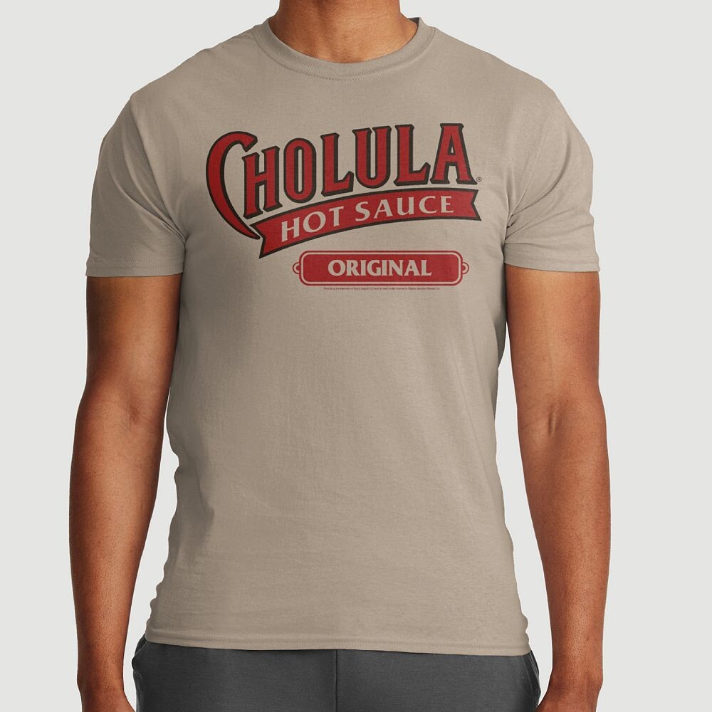 

Мужская футболка с круглым вырезом и оригинальным рисунком Cholula Hot Sauce Licensed Character, песочный