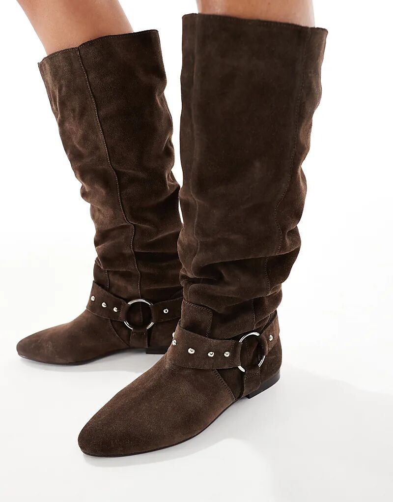 Сапоги-пикси Schuh Dallas slochy из коричневой замши — фото 4
