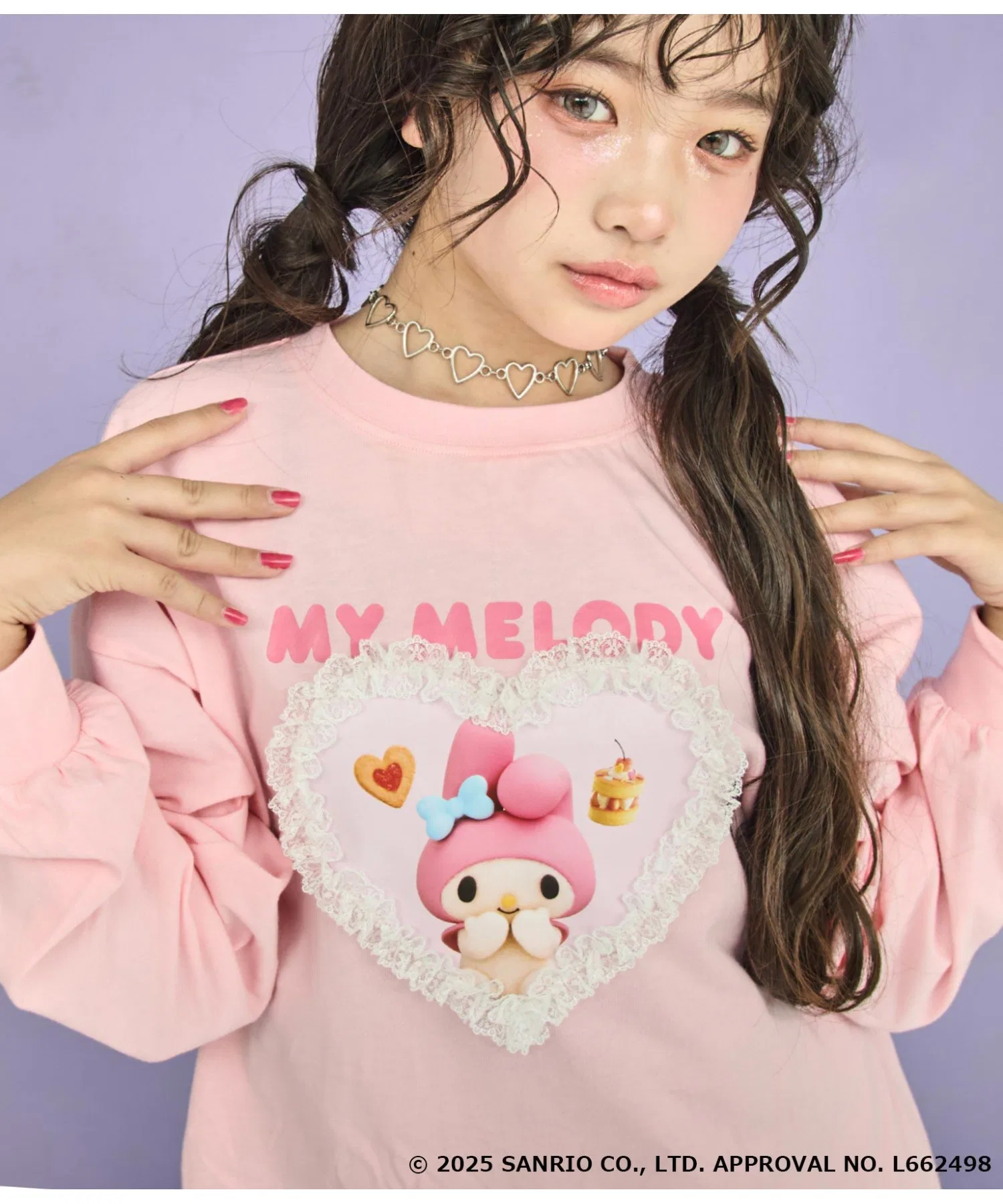 Детская лонгслив ANAP GiRL x My Melody с принтом сердца и рюшами