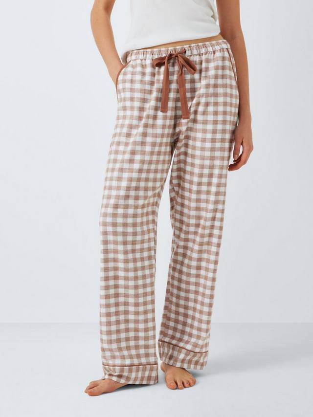 

Брюки для пижамы из мягкого хлопка в клетку John Lewis, Ivory/Toffee