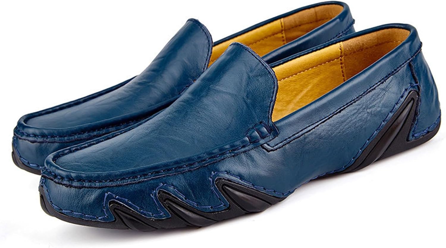 

Мужские модные кожаные мягкие лоферы с плоской подошвой, удобные повседневные туфли с мягкой подошвой, противоскользящие, и прогулок Vannida, синий