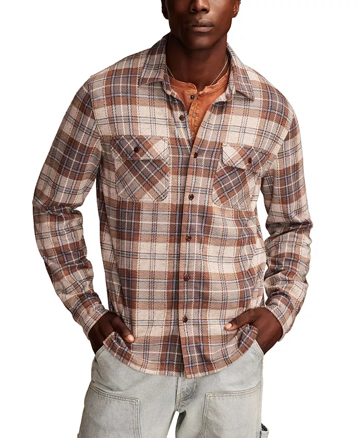

Мужская вязаная рубашка с длинным рукавом, утепленная подкладкой Lucky Brand, коричневый