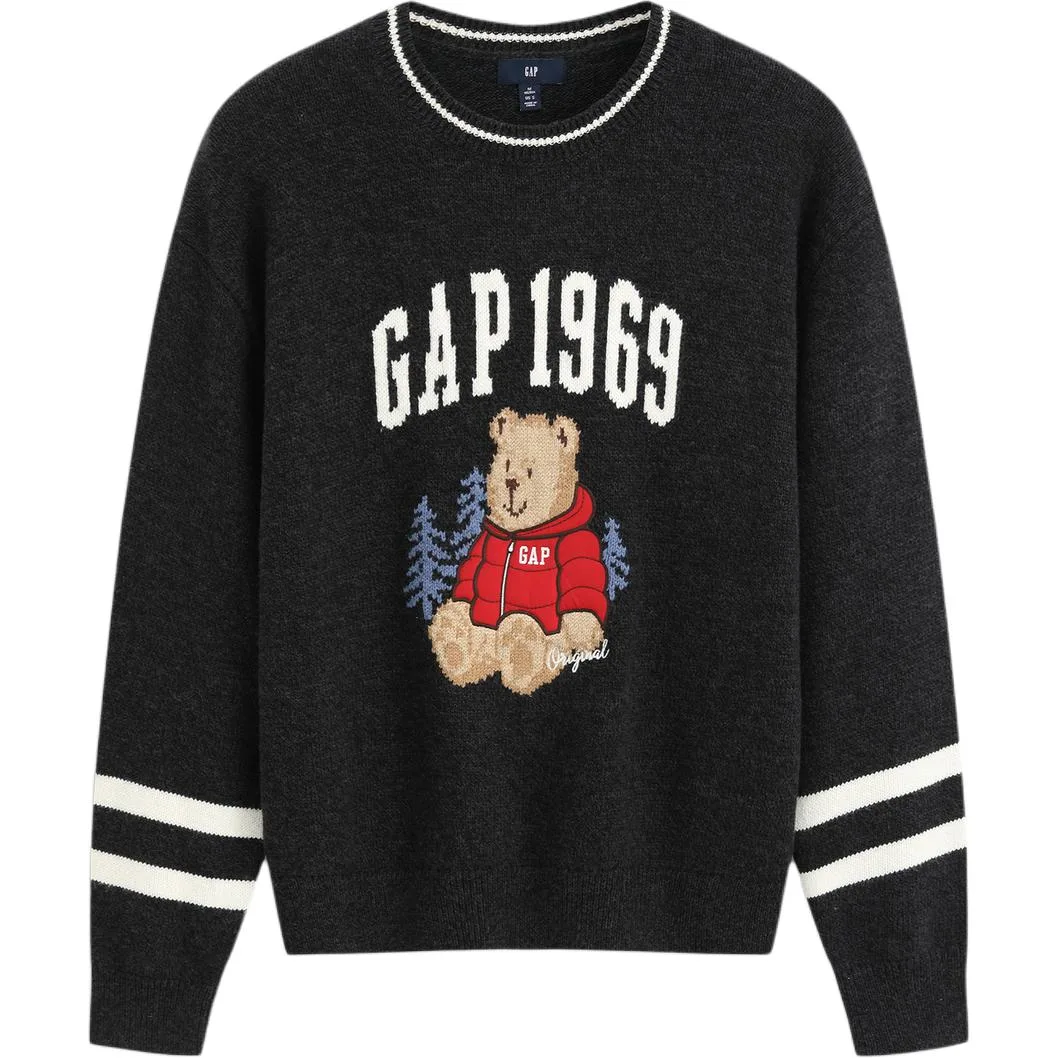 Трикотажный джемпер с круглым вырезом GAP, айвори белый — фото 4