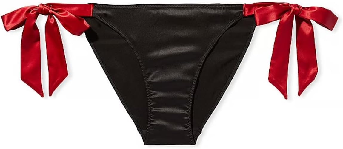 Трусики Victoria's Secret Cheeky с вышивкой и боковыми завязками, цвет Black, новые — фото 3